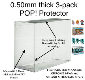 Haunted Mansion Chrome, Splash Mountain 3-Pack Funko POP! Protectors SCRATCH & UV RESISTANT 0.50mm thick PET Acid-Free Plastic