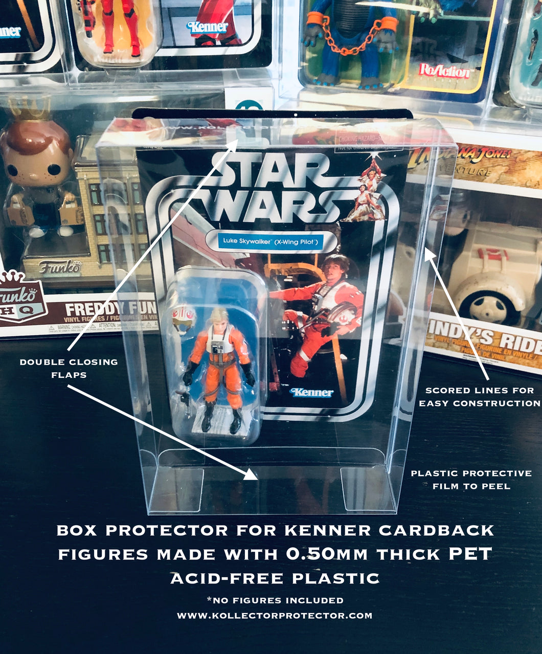Kenner Star Wars Card Back Figure Protector made with 0.50mm thick PET Acid-Free Plastic