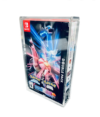 Nintendo Switch Pokemon Double Pack SE Game Box Acrylic Case - UV PROTECTED Magnetic Lock Slide Lid Non-Slip Removable Feet