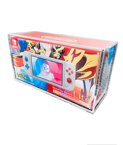 Nintendo Switch Lite Console Box Acrylic Case - UV PROTECTED Magnetic Lock Slide Lid Non-Slip Removable Feet