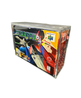 Nintendo 64 HEY YOU PIKACHU/STARFOX 64 Big Box Acrylic Case - UV PROTECTED Magnetic Lock Slide Lid Non-Slip Removable Feet