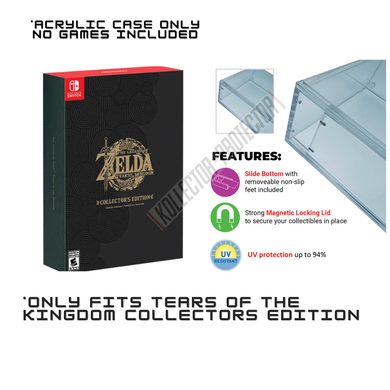 Zelda Tears of the Kingdom Special Edition Nintendo Switch Big Box Acrylic Case - UV PROTECTED Magnetic Lock Slide Lid Non-Slip Removable Feet