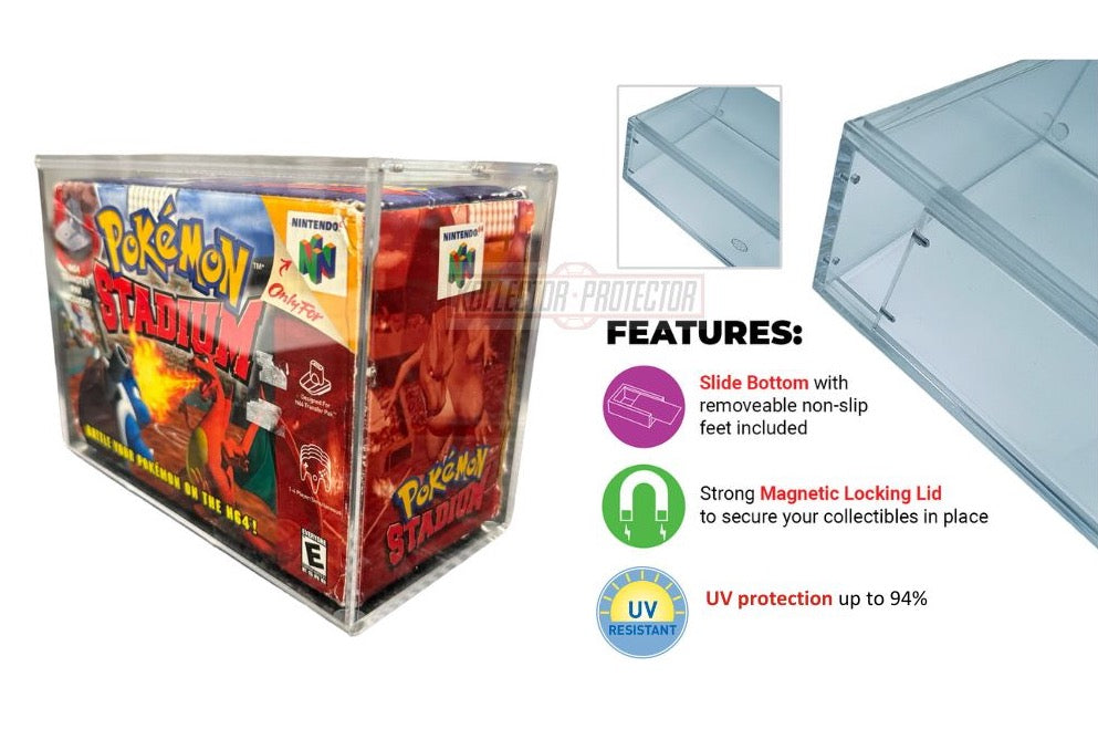 Nintendo 64 POKEMON STADIUM Big Box Acrylic Case - UV PROTECTED