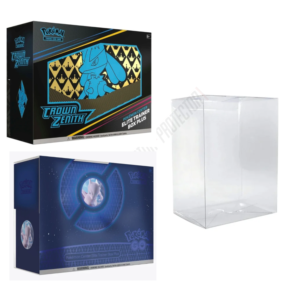 pokemon card plastic holder Pokemon Center Pokemon GO/Crown Zenith Elite Trainer Box Protector made with 0.50mm thick PET Acid-Free Plastic 2 Protectors