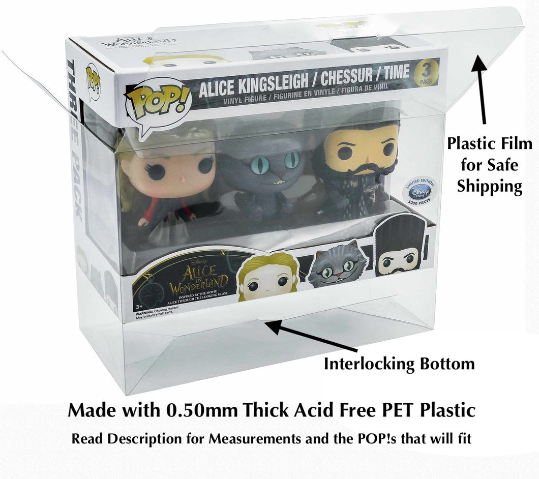 3-Pack Funko POP! Protectors Original Larger Size made with SCRATCH & UV RESISTANT 0.50mm thick PET Acid-Free Plastic