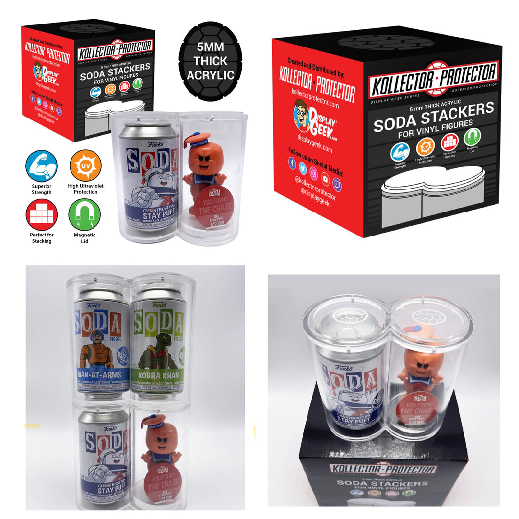 1-Pack Funko Soda Stackers Hard Case made with 5mm thick UV PROTECTED acrylic & Magnetic Lid