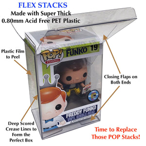 Super Thick 0.80mm 4 inch Funko POP! FLEX STACK Protectors made with PET Acid-Free Plastic - Replace your Pop Stacks today!