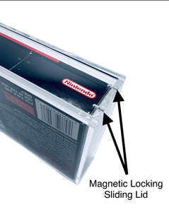 SNES/N64 Video Game Box Hard Case UV PROTECTED Magnetic Lock Slide Lid Non-Slip Removable Feet