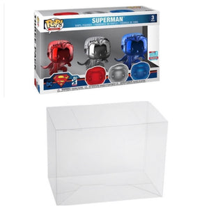 Chrome Superman & HT Blink 182 3-Pack Box size Funko Pop Protector made with 0.50mm thick PET Acid-Free Plastic - Please Read Description