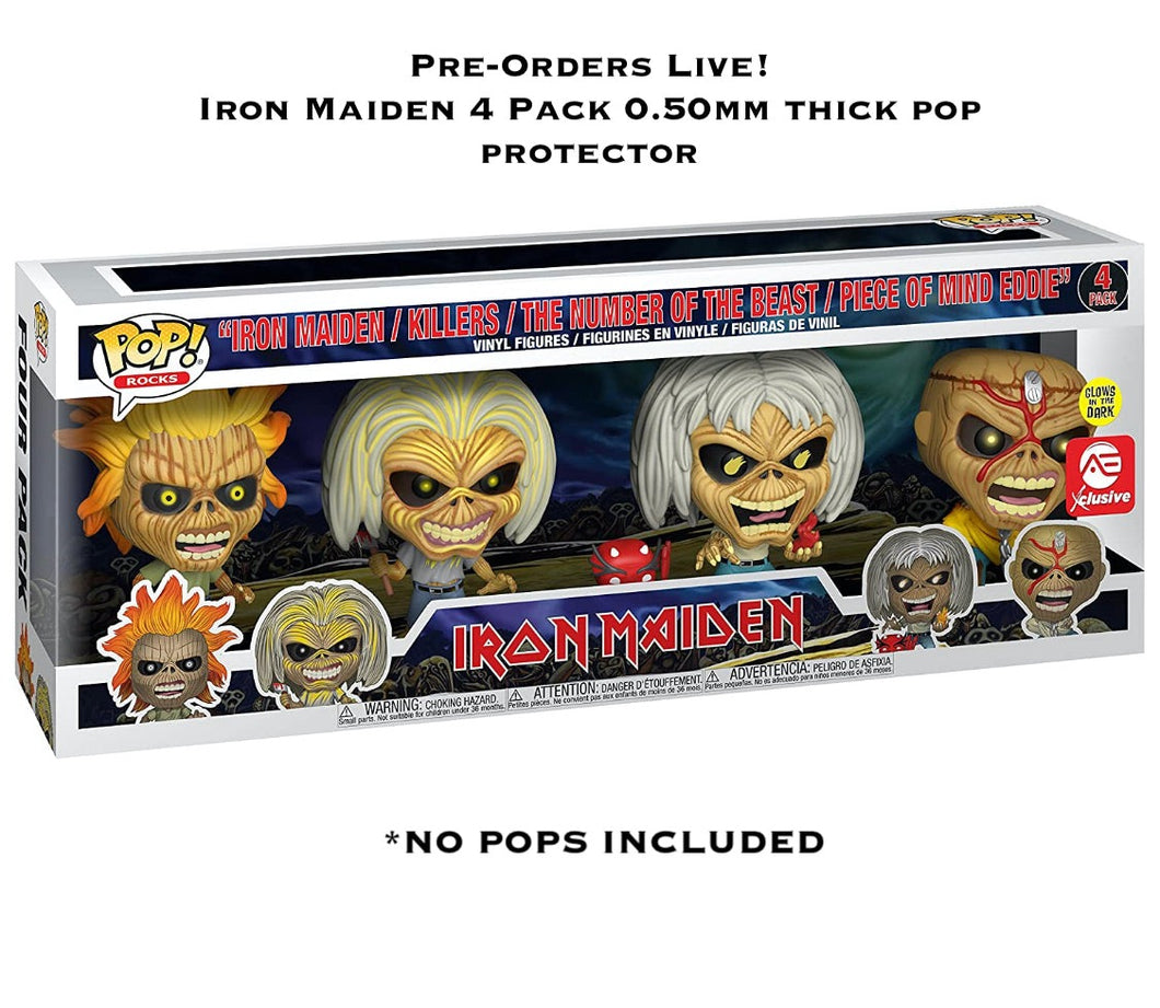 Iron Maiden 4-Pack Funko POP! Protector made with 0.50mm thick PET Acid-Free Plastic - ONLY FITS IRON MAIDEN 4 PACK