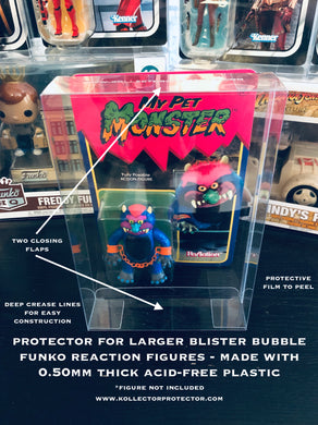 Funko (LRG) Reaction Figures Card Back Protectors made with 0.50mm thick PET Acid-Free Plastic - For Larger Blister Bubble Size